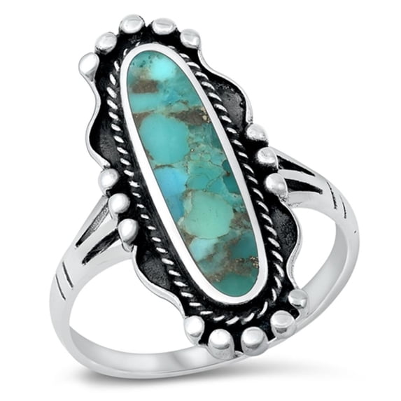 CHOOSE YOUR COLOR Vintage Bali Simulated Turquoise Ring .925 Sterling Silver Band Blue CZ Female Size 12