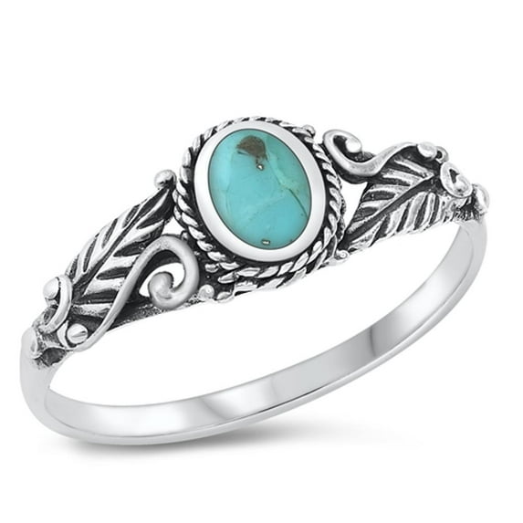 CHOOSE YOUR COLOR Vintage Bali Simulated Turquoise Ring .925 Sterling Silver Band Blue CZ Female Size 6