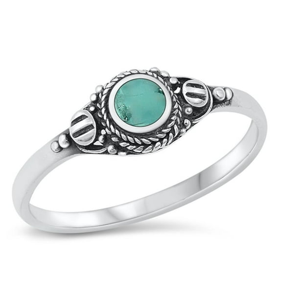 CHOOSE YOUR COLOR Vintage Bali Simulated Turquoise Wholesale Ring .925 Sterling Silver Band Blue CZ Female Size 4