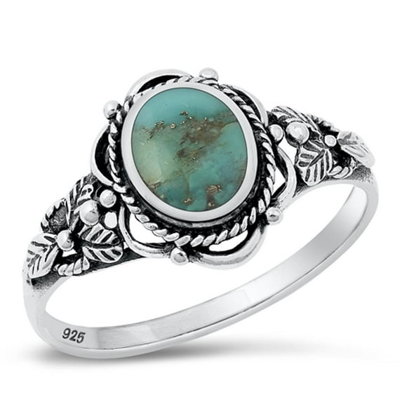 CHOOSE YOUR COLOR Vintage Bali Simulated Turquoise Wholesale Ring .925 Sterling Silver Band Blue CZ Female Size 8
