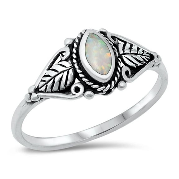 CHOOSE YOUR COLOR Vintage Bali White Simulated Opal Ring .925 Sterling Silver Band CZ Female Size 7
