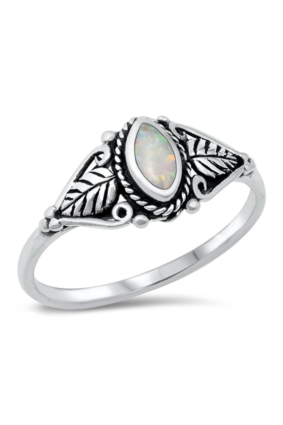 CHOOSE YOUR COLOR Vintage Bali White Simulated Opal Ring .925 Sterling Silver Band CZ Female Size 7
