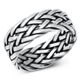 thumbnail image 1 of CHOOSE YOUR COLOR Vintage Braided Whicker Ring .925 Sterling Silver Band Jewelry Female Male Size 8, 1 of 4