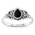 thumbnail image 1 of CHOOSE YOUR COLOR Vintage Celtic Simulated Black Onyx Promise Ring .925 Sterling Silver Band CZ Female Size 3, 1 of 4