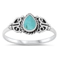 thumbnail image 1 of CHOOSE YOUR COLOR Vintage Celtic Simulated Turquoise Ring .925 Sterling Silver Band Blue CZ Female Size 3, 1 of 4