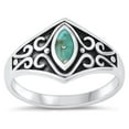 thumbnail image 1 of CHOOSE YOUR COLOR Vintage Celtic Simulated Turquoise Ring .925 Sterling Silver Band Blue CZ Female Size 6, 1 of 4