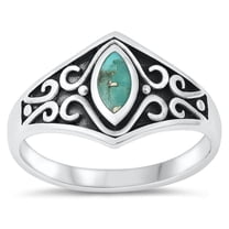 CHOOSE YOUR COLOR Vintage Celtic Simulated Turquoise Ring .925 Sterling Silver Band Blue CZ Female Size 8