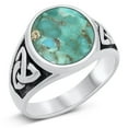 thumbnail image 1 of CHOOSE YOUR COLOR Vintage Celtic Simulated Turquoise Ring .925 Sterling Silver Band Blue CZ Female Size 8, 1 of 4