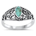 thumbnail image 1 of CHOOSE YOUR COLOR Vintage Filigree Simulated Turquoise Promise Ring .925 Sterling Silver Band Blue CZ Female Size 6, 1 of 4