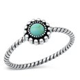 thumbnail image 1 of CHOOSE YOUR COLOR Vintage Flower Simulated Turquoise Ring .925 Sterling Silver Band Blue CZ Female Size 5, 1 of 4