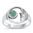 thumbnail image 1 of CHOOSE YOUR COLOR Vintage Moon Face Simulated Turquoise Ring .925 Sterling Silver Band Blue CZ Female Size 7, 1 of 4