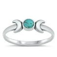 thumbnail image 1 of CHOOSE YOUR COLOR Vintage Moon Simulated Turquoise Ring .925 Sterling Silver Band Blue CZ Female Size 10, 1 of 4