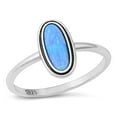 thumbnail image 1 of CHOOSE YOUR COLOR Vintage Oval Blue Simulated Opal Ring .925 Sterling Silver Band CZ Female Size 8, 1 of 4