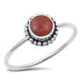 thumbnail image 1 of CHOOSE YOUR COLOR Vintage Oxidized Bali Simulated Coral Ring .925 Sterling Silver Band Red CZ Female Size 6, 1 of 4
