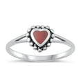 thumbnail image 1 of CHOOSE YOUR COLOR Vintage Ring .925 Sterling Silver Bali Style Heart Band Red CZ Female Size 7, 1 of 4