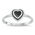 thumbnail image 1 of CHOOSE YOUR COLOR Vintage Ring .925 Sterling Silver Pulsating Heart Band Black CZ Female Size 8, 1 of 4