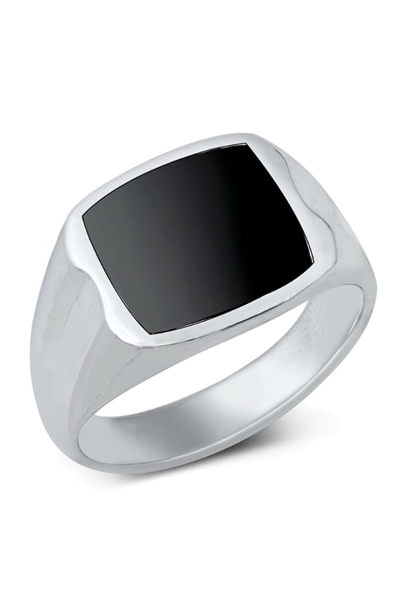 CHOOSE YOUR COLOR Vintage Signet Simulated Black Onyx Ring .925 Sterling Silver Band CZ Female Size 13