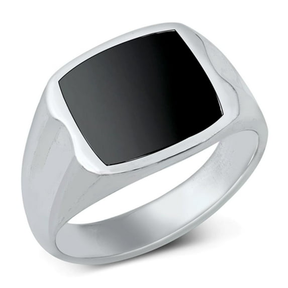 CHOOSE YOUR COLOR Vintage Signet Simulated Black Onyx Ring .925 Sterling Silver Band CZ Female Size 9