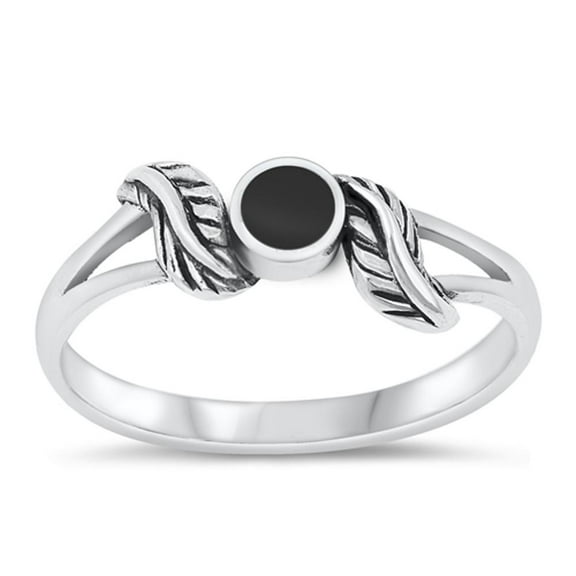 CHOOSE YOUR COLOR Vintage Simulated Black Onyx Leaf Wholesale Ring .925 Sterling Silver Band CZ Female Size 6