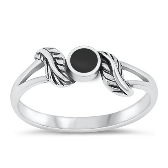 CHOOSE YOUR COLOR Vintage Simulated Black Onyx Leaf Wholesale Ring .925 Sterling Silver Band CZ Female Size 9
