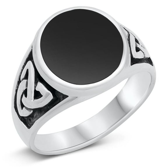 CHOOSE YOUR COLOR Vintage Simulated Black Onyx Ring .925 Sterling Silver Band CZ Female Size 7