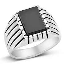 CHOOSE YOUR COLOR Vintage Simulated Black Onyx Ring .925 Sterling Silver Band CZ Female Size 8