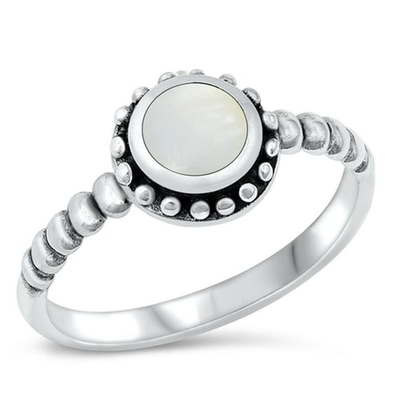 CHOOSE YOUR COLOR Vintage Simulated Mother of Pearl Ring .925 Sterling Silver Band Jewelry Female Size 5