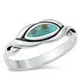 thumbnail image 1 of CHOOSE YOUR COLOR Vintage Simulated Turquoise Ring .925 Sterling Silver Band Blue CZ Female Size 4, 1 of 4