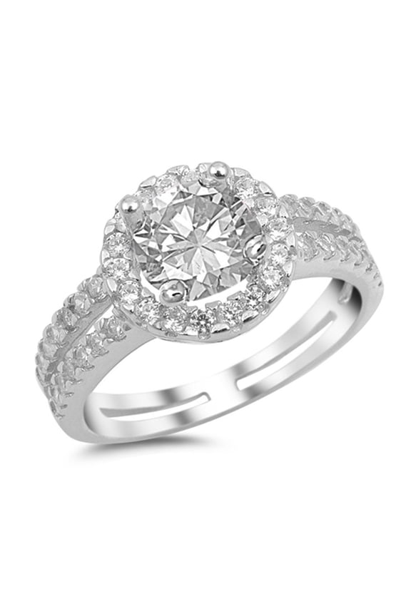 CHOOSE YOUR COLOR Vintage Style Halo Wedding Ring .925 Sterling Silver White CZ Female Size 6