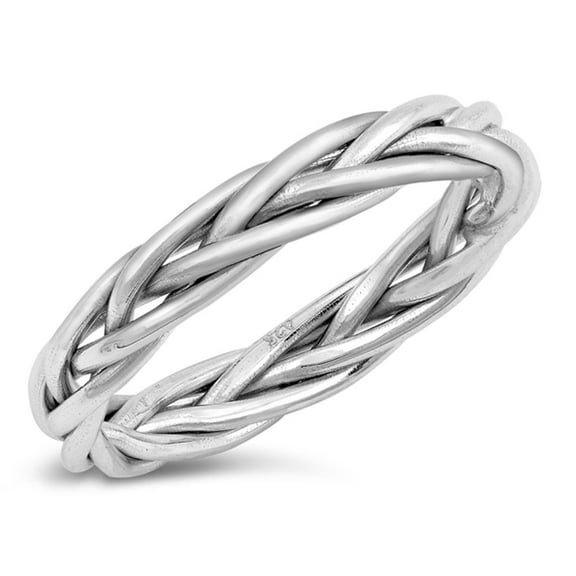 CHOOSE YOUR COLOR Vintage Wheat Rope Braided Ring .925 Sterling Silver Band Jewelry Female Size 11