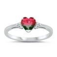 thumbnail image 1 of CHOOSE YOUR COLOR Watermelon Heart Love Promise Ring .925 Sterling Silver Band Red CZ Female Size 5, 1 of 4