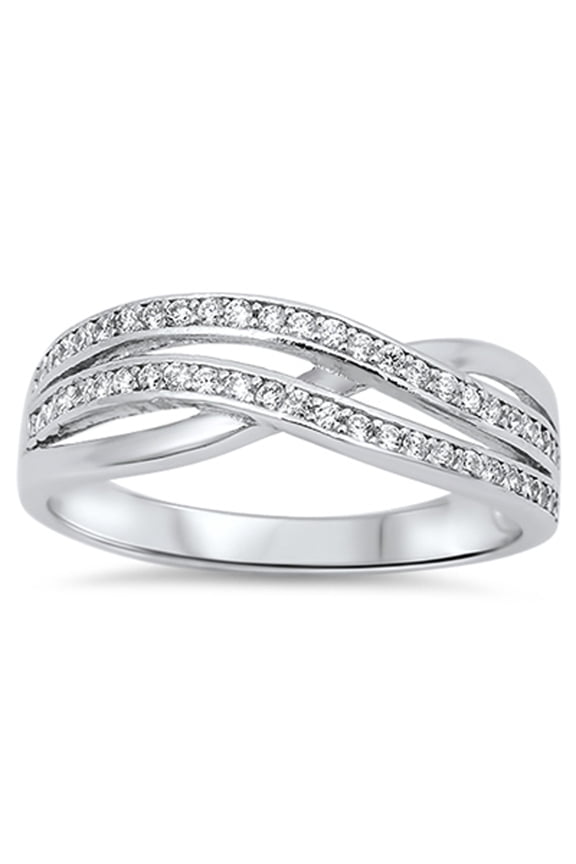 CHOOSE YOUR COLOR Wave Infinity Knot White CZ Promise Ring 925 Sterling Silver Band Female Size 7