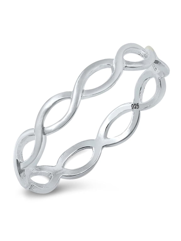 CHOOSE YOUR COLOR Wave Infinity Solid Ring .925 Sterling Silver Band Jewelry Female Male Size 3