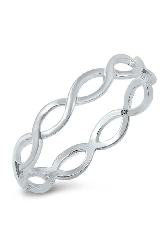 CHOOSE YOUR COLOR Wave Infinity Solid Ring .925 Sterling Silver Band Jewelry Female Male Size 9