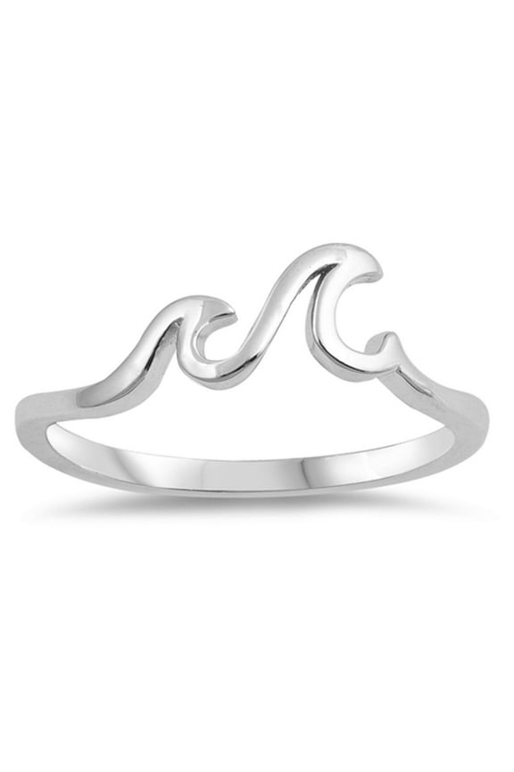 CHOOSE YOUR COLOR Wave Ocean Sea Tropical Nature Thumb Ring .925 Sterling Silver Band Jewelry Female Size 9