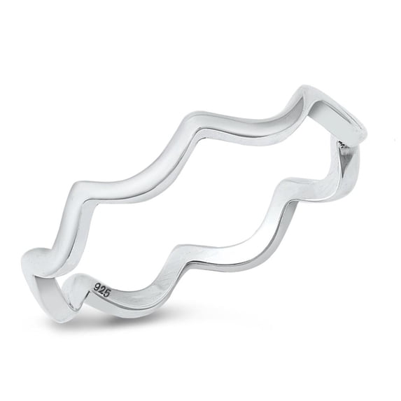 CHOOSE YOUR COLOR Wave Wavy Curvy Design Ring .925 Sterling Silver Band Jewelry Female Male Size 10