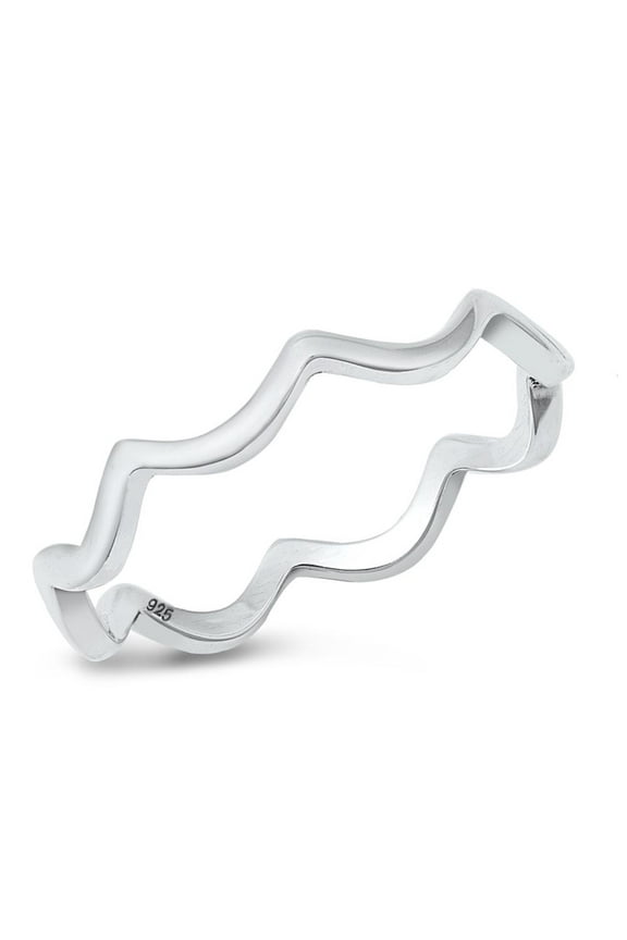 CHOOSE YOUR COLOR Wave Wavy Curvy Design Ring .925 Sterling Silver Band Jewelry Female Male Size 6