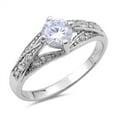 thumbnail image 1 of CHOOSE YOUR COLOR Wedding Round White CZ Vintage Ring .925 Sterling Silver Band Female Size 6, 1 of 4