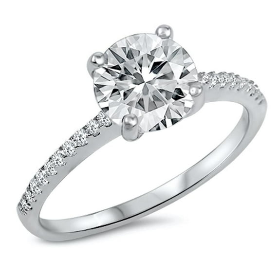 CHOOSE YOUR COLOR Wedding Solitaire Clear CZ Promise Ring .925 Sterling Silver Band White Female Size 4
