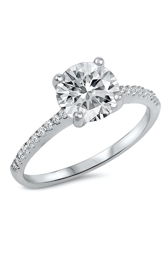 CHOOSE YOUR COLOR Wedding Solitaire Clear CZ Promise Ring .925 Sterling Silver Band White Female Size 4