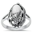 thumbnail image 1 of CHOOSE YOUR COLOR White Buffalo Simulated Turquoise Bali Ring .925 Sterling Silver Band CZ Female Size 8, 1 of 4
