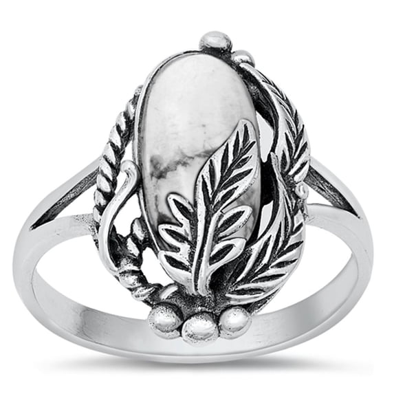 CHOOSE YOUR COLOR White Buffalo Simulated Turquoise Bali Ring .925 Sterling Silver Band CZ Female Size 8