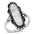 thumbnail image 1 of CHOOSE YOUR COLOR White Buffalo Simulated Turquoise Cocktail Ring .925 Sterling Silver Band CZ Female Size 10, 1 of 4