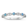 thumbnail image 1 of CHOOSE YOUR COLOR White CZ Blue Simulated Opal Promise Ring .925 Sterling Silver Band Female Size 9, 1 of 4