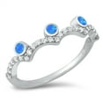 thumbnail image 1 of CHOOSE YOUR COLOR White CZ Blue Simulated Opal Scalloped Tiara Ring .925 Sterling Silver Female Size 9, 1 of 4