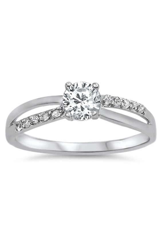 CHOOSE YOUR COLOR White CZ Crossover Circlet Bridal Ring .925 Sterling Silver Band Female Size 6