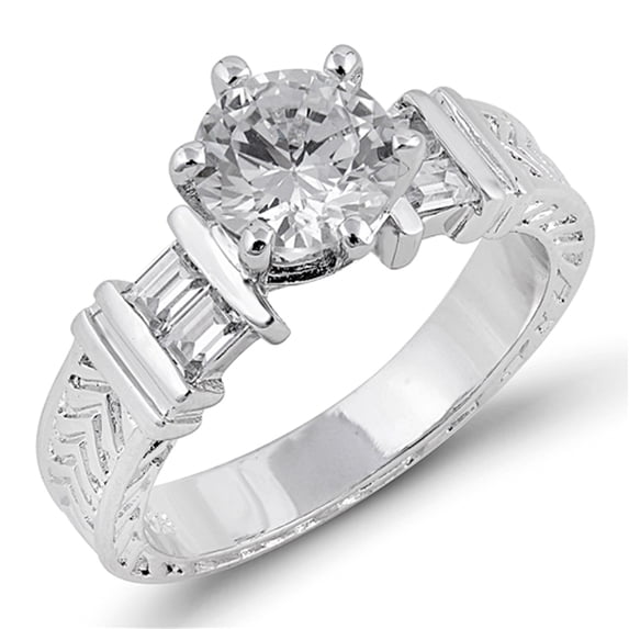 CHOOSE YOUR COLOR White CZ Cutout Solitaire Unisex Ring Sterling Silver Band 925 Female Size 9