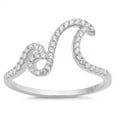 thumbnail image 1 of CHOOSE YOUR COLOR White CZ Double Wave Promise Ring .925 Sterling Silver Band Female Size 6, 1 of 4