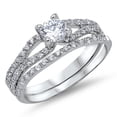 thumbnail image 1 of CHOOSE YOUR COLOR White CZ Elegant Cutout Ring .925 Sterling Silver Band Jewelry Female Size 6, 1 of 4