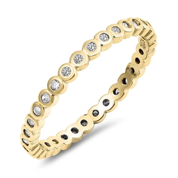 CHOOSE YOUR COLOR White CZ Elegant Eternity Stackable Ring Sterling Silver Band Female Size 5